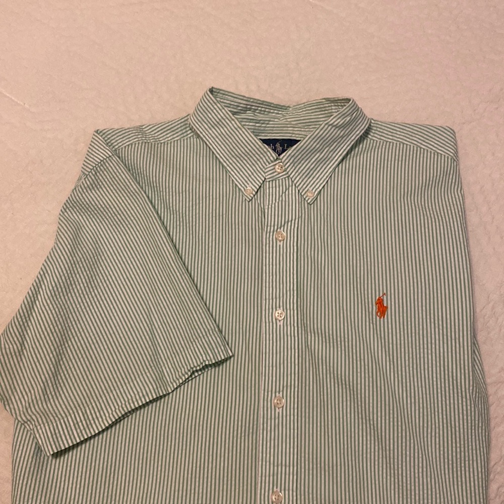 Ralph Lauren Polo SS Seersucker button down. Lightweight, 100% cotton.